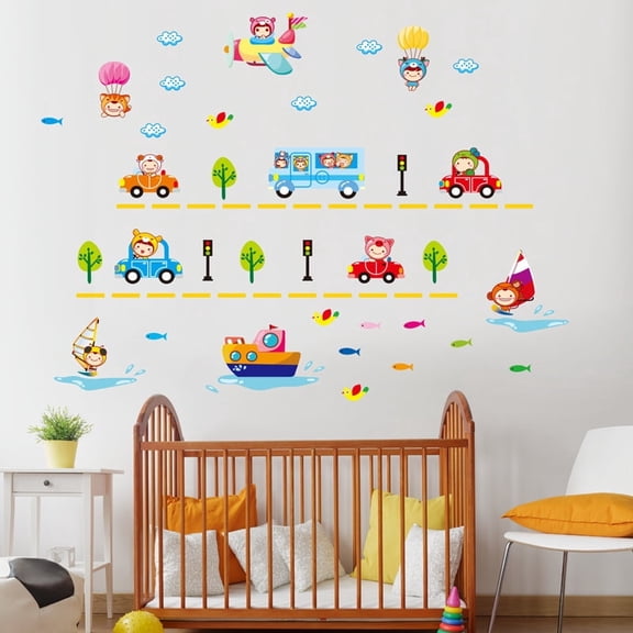 Cat Airplan Sky Ship Butterfly Wall Stickers Wall Decal for Living Room TV Background Wall Art Decors Decoration Window Thanksgiving Christmas