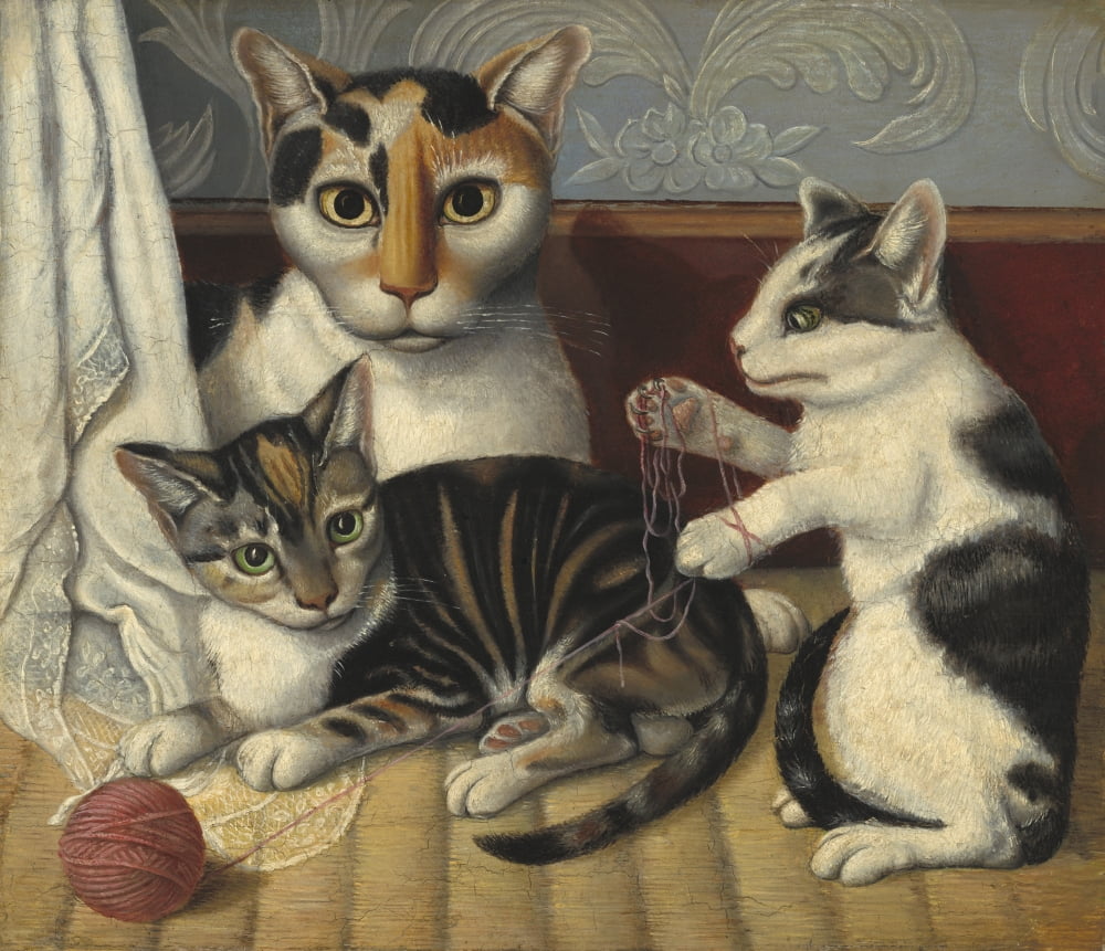 Cat And Kittens Canvas Art - (36 x 24)