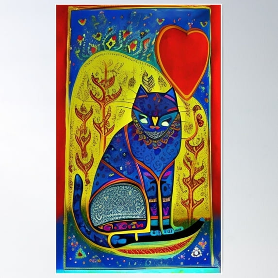 Cat And Love Are Synonyms Poster Wall Art, Modern Wall Decor For Living Room Bedroom, 24x36 UNFRAMED