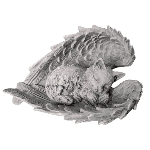 Cat Angel Memorial Statue for Outdoor Garden - Resin Pet Loss Gift Figurine with Tombstone, Commemorates Baby Loss, Weather-Resistant Cat Memorial Stone