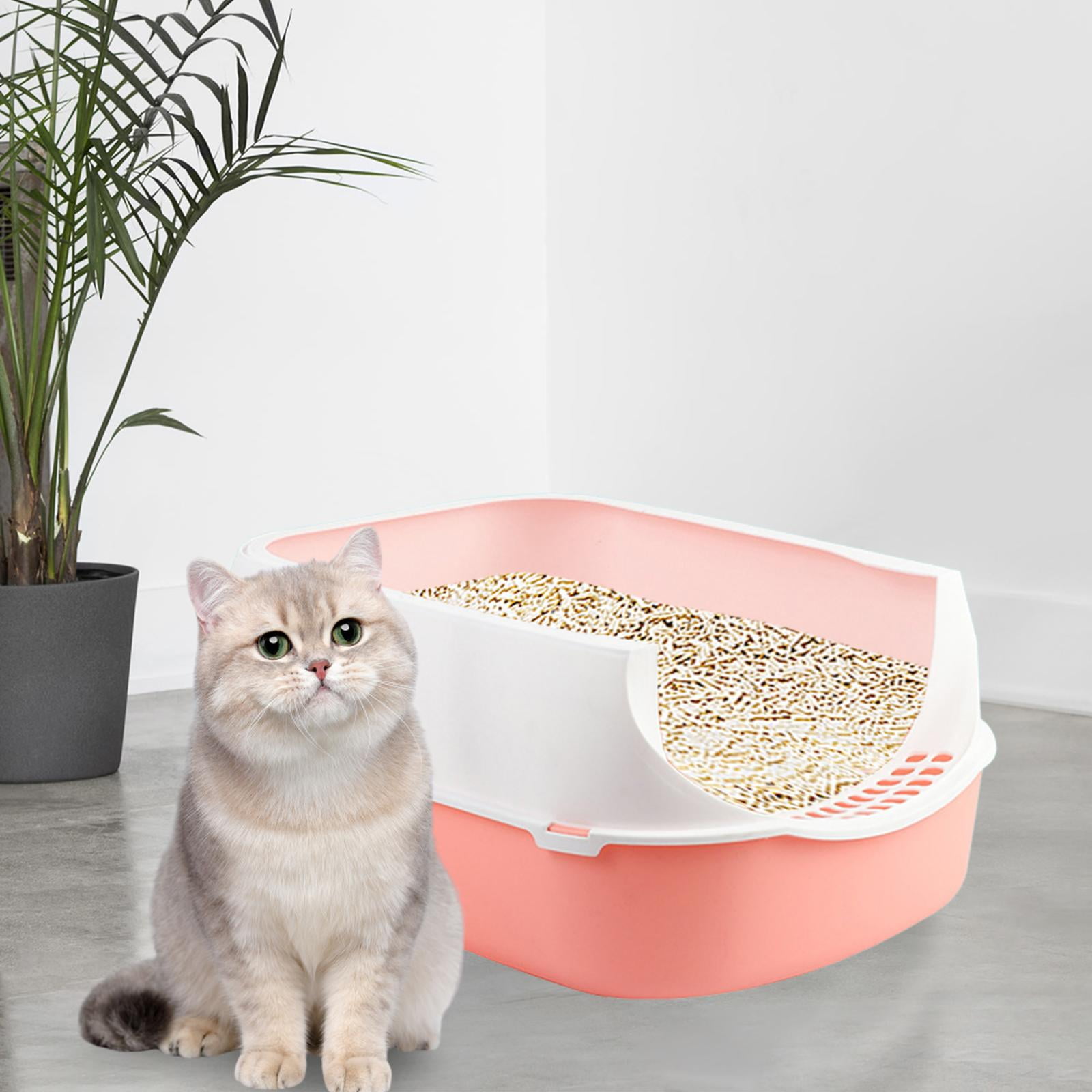 Open Cat Litter Box with High Side,Anti-Splashing Cats Litters Pan