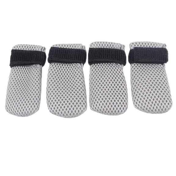 Cat AntiScratch Booties Mesh Breathable Adjustable Shoes Socks for Indoor Nail Trimming Bathing Grey 3x7cm