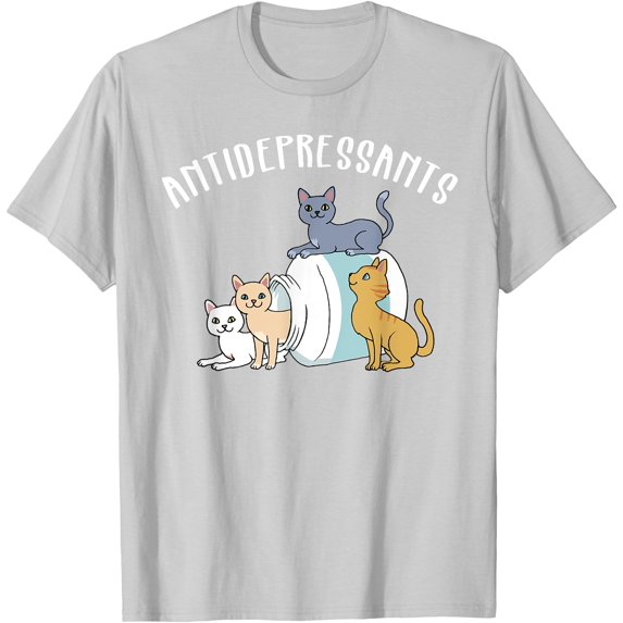 Cat Antidepressant Funny Cat Unisex T-Shirt for Men Women Kids Toddler