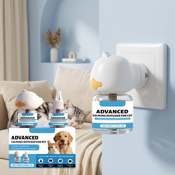 Cat Stress and Anxiety Relief, Diffuser for Home, Home Fragrance Diffuser, 45Ml Refills, Wall Plug Unit, Quiet Diffusion, Neutral Finish, 1 Kit