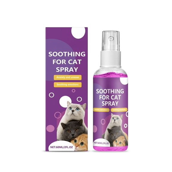 Cat Anxiety Relief Spray Organic Cat Stress Spray Plant-Based Calming Formula 60ml, Reduces Scratching Spraying, Ideal for Travel Vet Visits