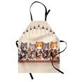 thumbnail image 1 of Cat Apron, Kawaii Kitties Playing Electric Guitars Funny Anime Animals Band Cartoon, Unisex Kitchen Bib with Adjustable Neck for Cooking Gardening, Adult Size, Grey Orange and Pale Tan, by Ambesonne, 1 of 4