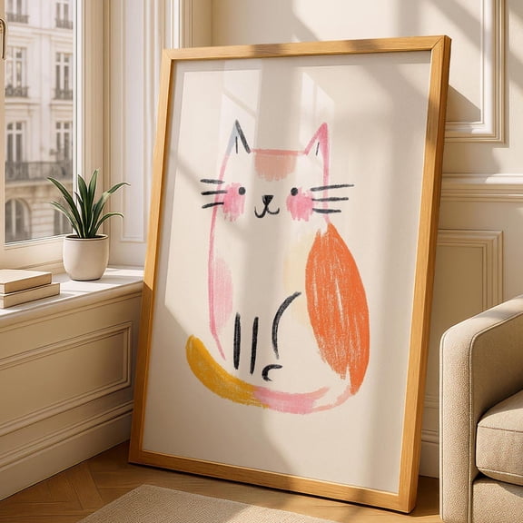 Cat Art Print - Cat Drawing - Gallery Wall Poster - Cat Artwork