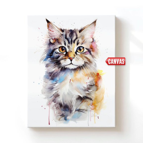 Cat Art Print Tabby Cat Picture Animal Original Artwork Baby Nursery Decor Cute Kiten Pet Lover Gift