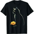 thumbnail image 1 of Cat Artwork - Flowers Art Cat Motif Animal Cat T-Shirt, 1 of 3