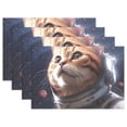 thumbnail image 1 of Cat Astronaut Planets 12×18 inch Placemats Heat Resistant Washable Foldable Rectangular Placemats Set Decoration Indoor Outdoor for Kitchen Dining Table 4PCs, 1 of 8