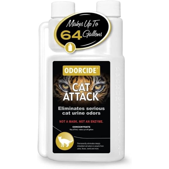 Cat Attack Concentrate Odor Eliminator - Cat Urine Remover for Carpet & Upholstery - Litter Box Odor Eliminator - 16 oz