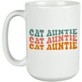 thumbnail image 1 of Cat Auntie, Name for an Aunt of Cats, Groovy Retro Wavy Text Merch Gift, White 15oz Ceramic Mug, 1 of 5
