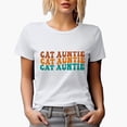 thumbnail image 1 of Cat Auntie, Title for an Aunt of Cats or Kitties, Groovy Retro Wavy Text Merch Gift, White T-Shirt, Small, 1 of 5