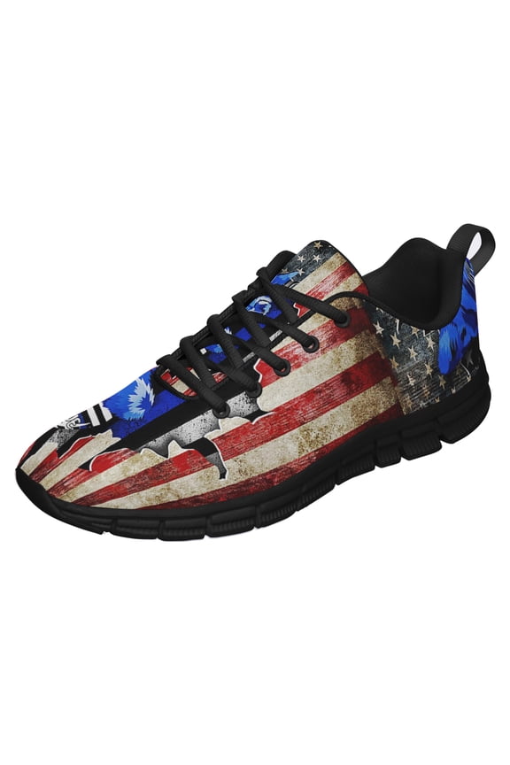 Cat Back The Blue American Flag Us Running Shoes Sneakers Mesh Black Size 10.5