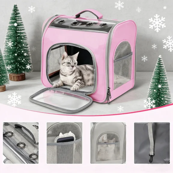 Cat Backpack, Breathable Pet Backpack With Front Opening, Foldable Backpack Bag, Breathable Mesh Window, Dog Backpack For Hiking, Walking, Travel