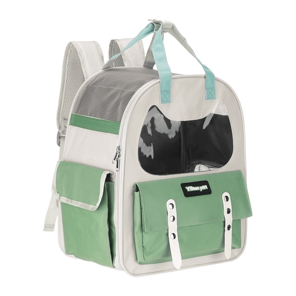 Cat Backpack Carrier, Breathable Pet Hiking Backpack Travel Bag for Cats or Small Dogs Green