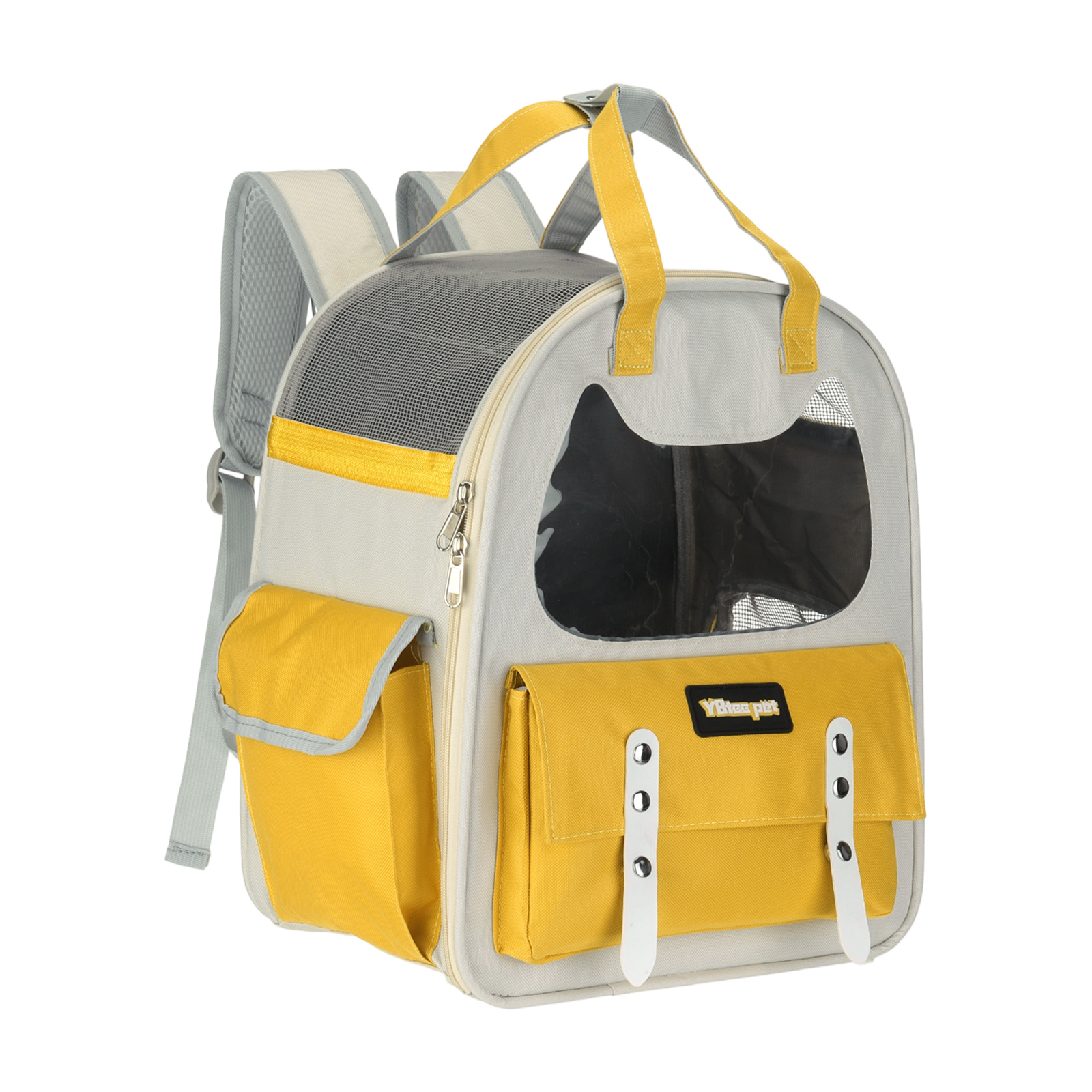 Cat Backpack Carrier, Breathable Pet Hiking Backpack Travel Bag for Cats or Small Dogs Yellow