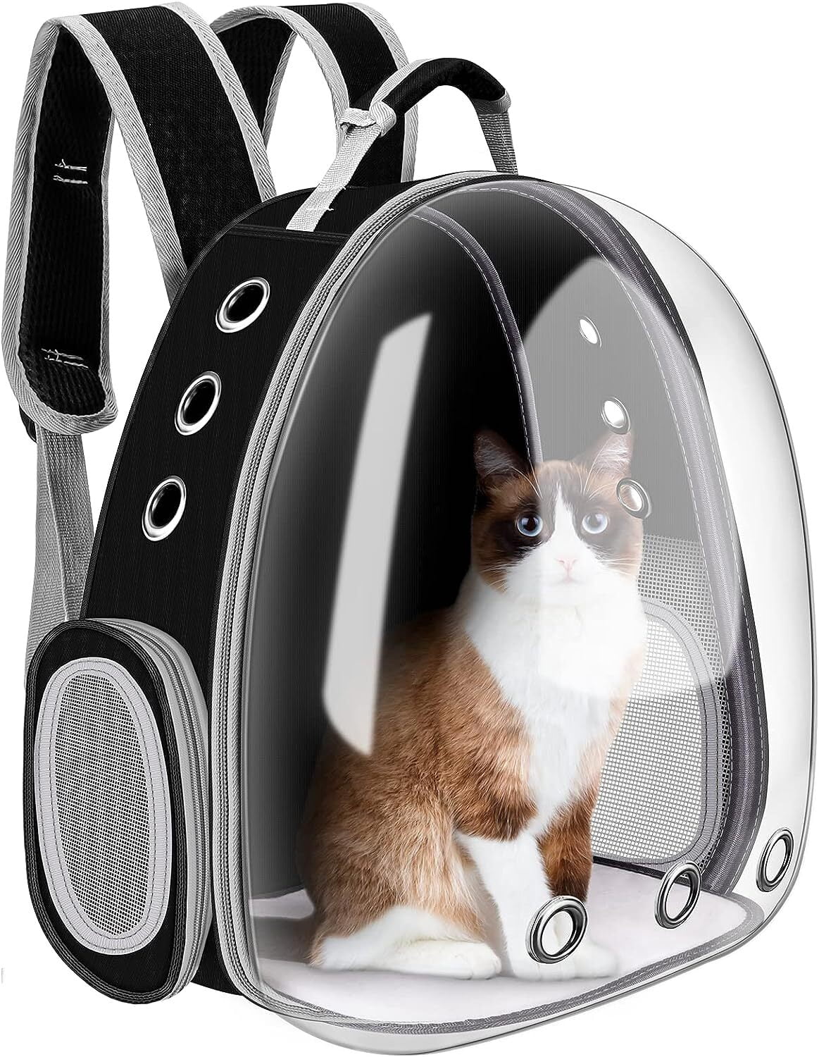 Cat Backpack Carrier Bubble Bag, Space Capsule Pet Carrier for Small Dogs and Cats, Clear Bubble Backpack for Hiking, Travel and Outdoor Use - Black