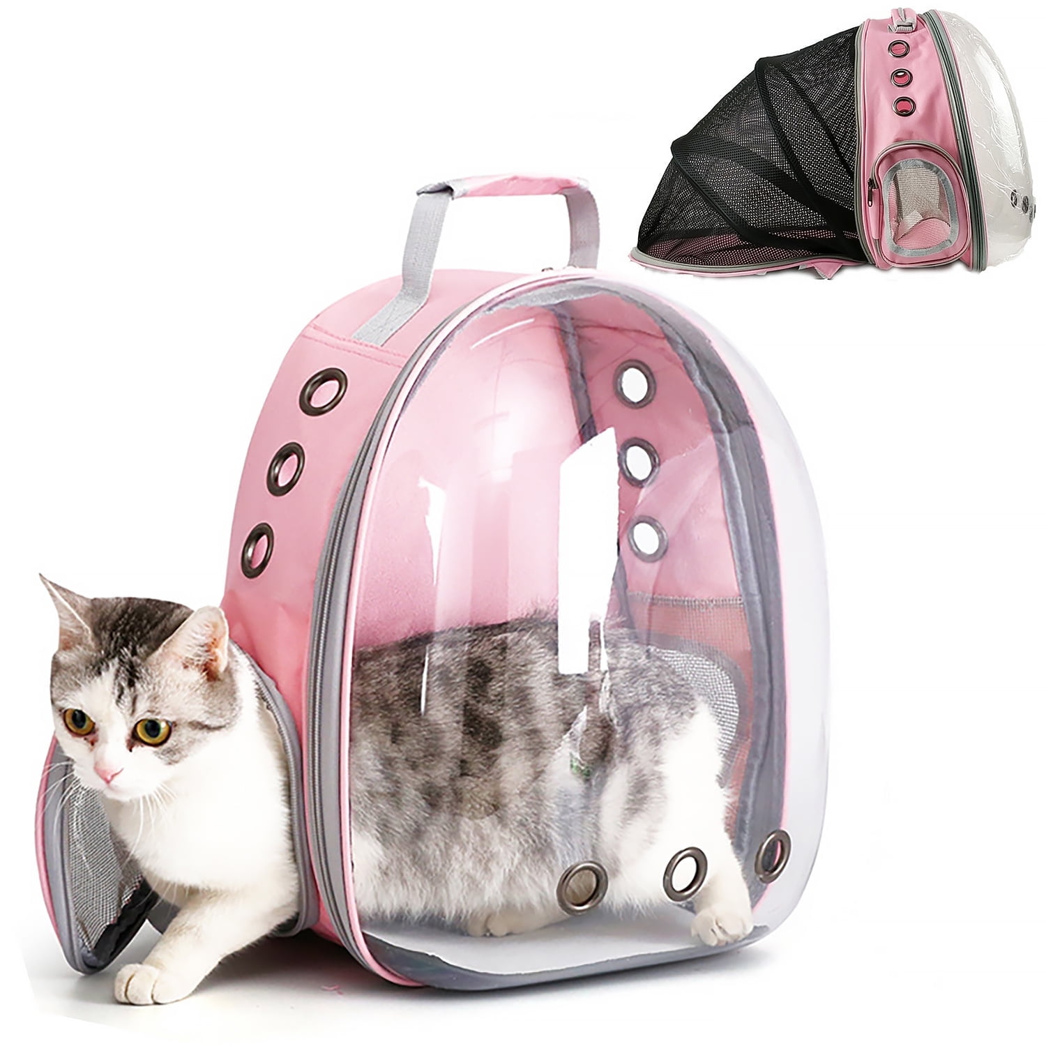 Cat Backpack Carrier Bubble Carrying Bag, Back Extension Cat Backpack for Small Medium Dogs Cats, Space Capsule Pet Carrier Dog Hiking Backpack, Airline Approved Travel Carrier - Pink