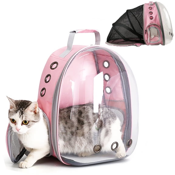Cat Backpack Carrier Bubble Carrying Bag, Back Extension Cat Backpack for Small Medium Dogs Cats, Space Capsule Pet Carrier Dog Hiking Backpack, Airline Approved Travel Carrier - Pink