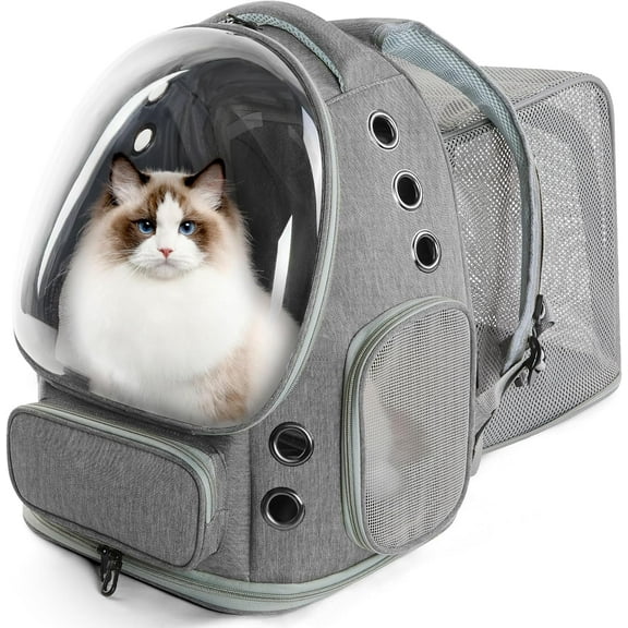Cat Backpack Carrier, Bubble Expandable Cat Carrier for Cats or Small Dogs up to 15lbs, Airline-Approved, Large Space & Breathable Pet Backpack for Traveling, Hiking