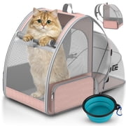 Cat Carrier Backpack Expandable Cool-Ventilated Pet Carrier Backpack for Cats and Small Dog Puppies Outdoor Travel Bag for Pets, Pink