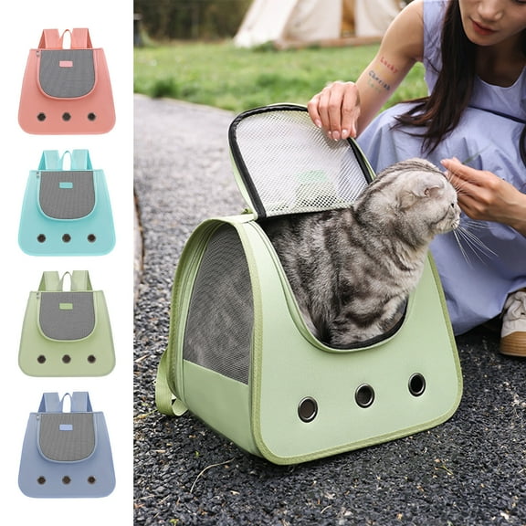 Cat Backpack Carrier | Foldable Portable Pet Travel Bag | Breathable Mesh Design | Wide Shoulder Straps | Fits Cats Up to 15 lb | Ventilated | Nylon | 13.78x11.81x10.24 in