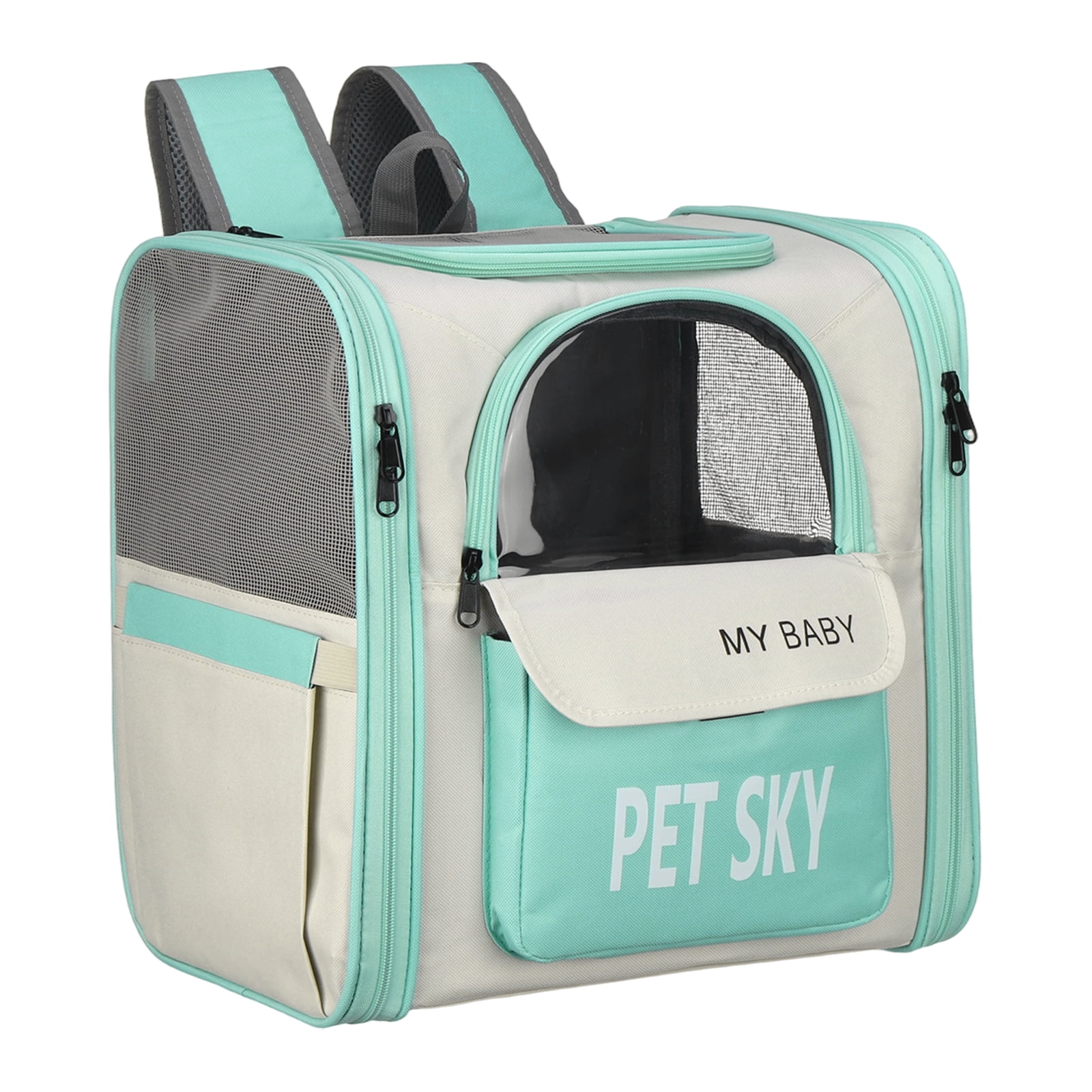 Uxcell Cat Backpack Carrier, Large Space & Breathable, Pet Hiking Travel Backpack for Cats or Small Dogs Puppies, Intended for Hiking / Camping / Traveling (Mint Green, 13"x11"x15")
