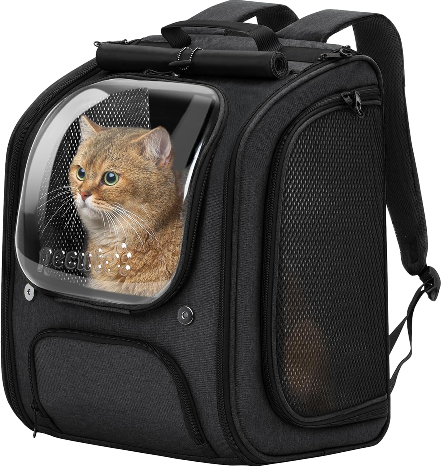 Cat Backpack Carrier, Large Space Cat Bubble Backpack, Breathable Cat Carrier, Shaded Dog Backpack Carrier, Ergonomic 3D Design for Travel, Hiking, Walk, Suitable for Shopping, Car, Vet, Gray