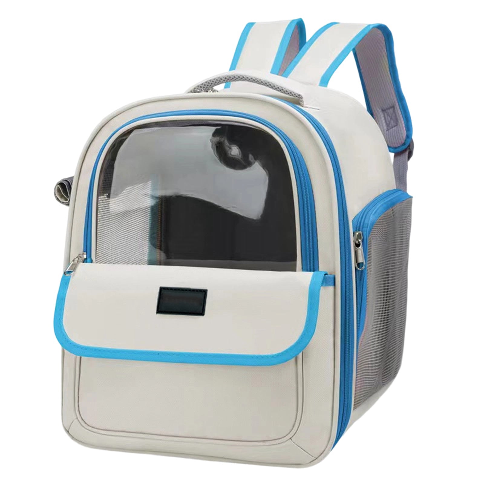 Cat Backpack Carrier, Large Space Cat Bubble Backpack, Breathable Cat Carrier, Shaded Dog Backpack Carrier, Ergonomic 3D Design for Travel, Hiking, Walk, Suitable for Shopping, Car(15.4Inch,Blue)