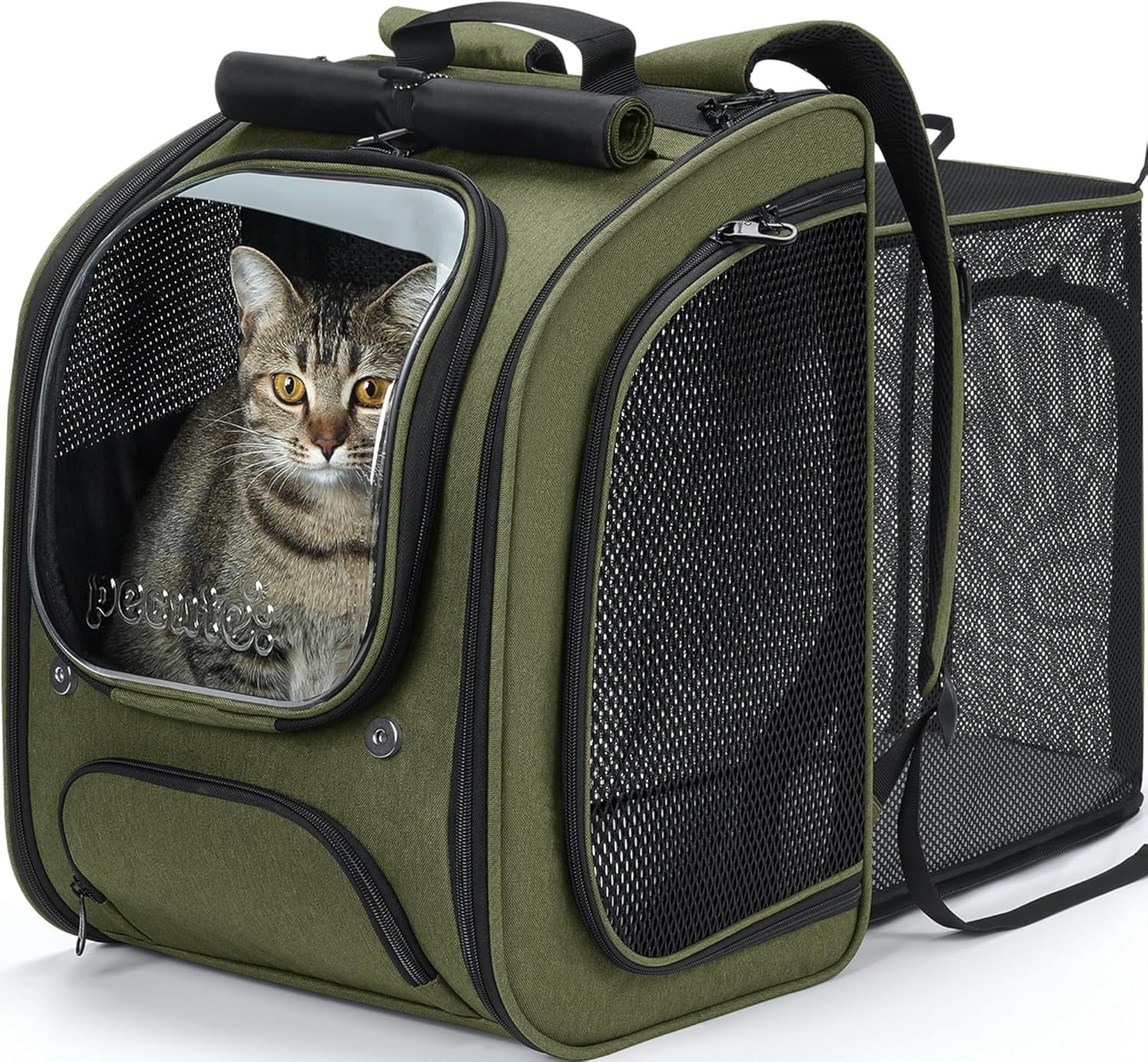 Cat Backpack Carrier, Large Space Cat Bubble Backpack, Breathable Cat Carrier, Shaded Dog Backpack Carrier, Ergonomic 3D Design for Travel, Hiking, Walk, Suitable for Shopping, Car, Vet, Gray