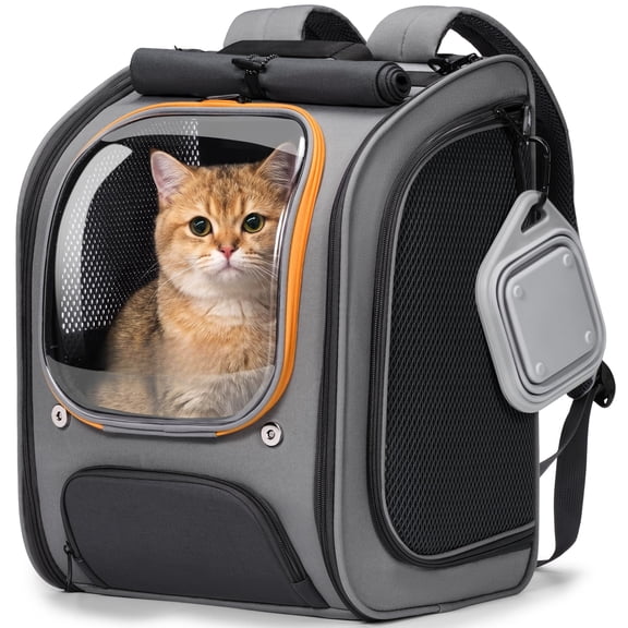 Cat Backpack Carrier,Large Space Cat Bubble Backpack,Ergonomic,Gray | Color Blocking,Sunshade curtain,Folding bowl,Transparent window,Sturdy,Large mesh on both sides for breathability