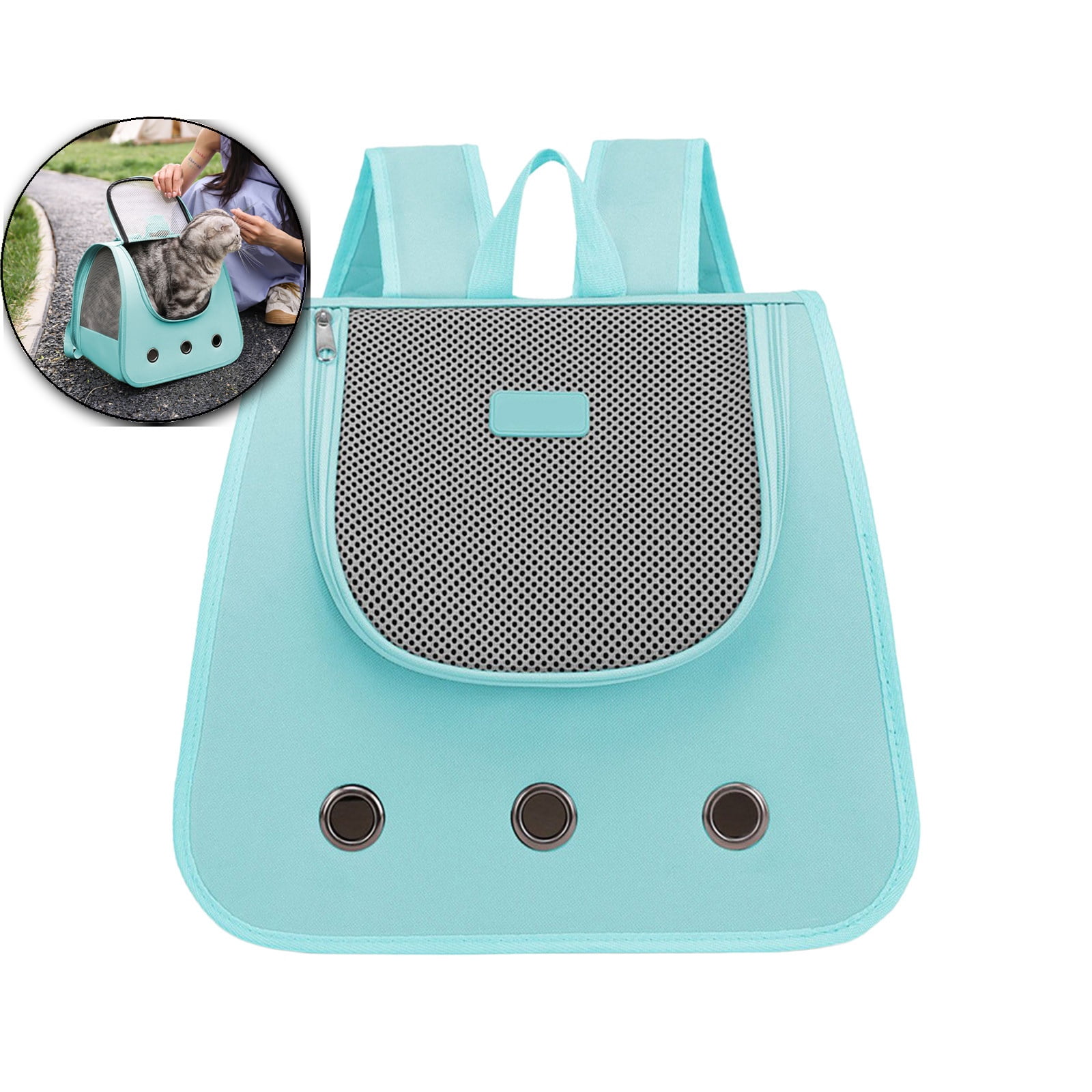 Cat Backpack Carrier, Pet Backpack, Ventilated Mesh Dog Travel Carrier for Hiking Walking Outdoor Use(Blue)