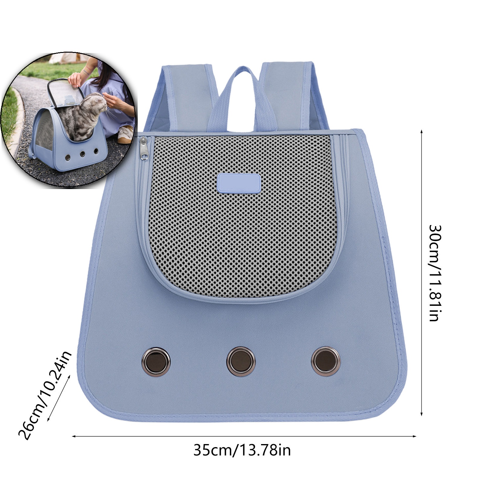 Cat Backpack Carrier, Pet Backpack, Ventilated Mesh Dog Travel Carrier for Hiking Walking Outdoor Use(Dark Blue)