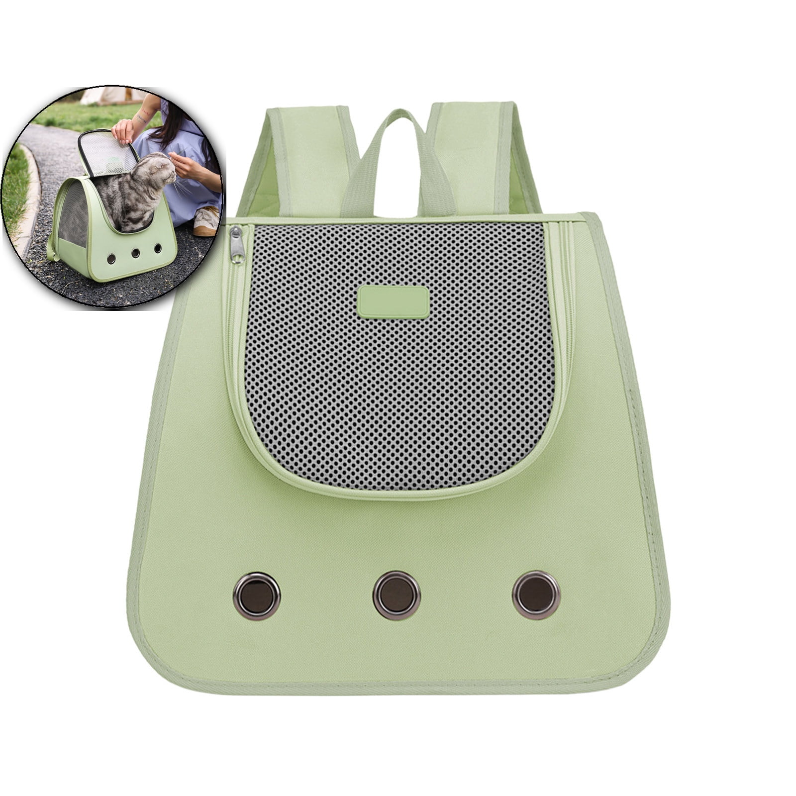 Cat Backpack Carrier, Pet Backpack, Ventilated Mesh Dog Travel Carrier for Hiking Walking Outdoor Use(Green)