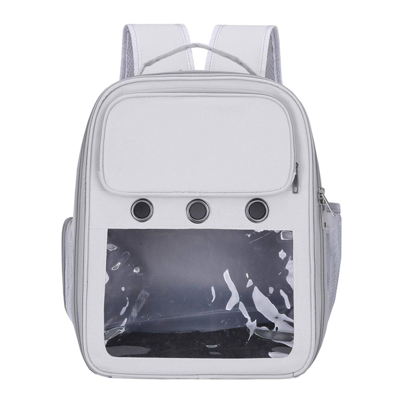 Cat Backpack Carrier Pet Hiking Backpack for Small Medium Dogs Cats Oxford Cloth Clear Window Carrying Bag for Camping Travel Gray