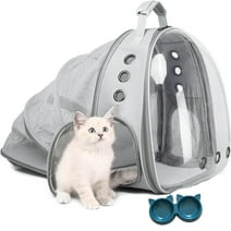 Cat Backpack Carrier, Ventilate Transparent Pet Backpack for Small Dogs Hiking, Travel, Outdoor, Airline-Approved Space Capsule Backpack (Grey)