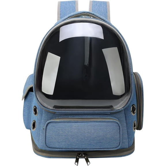 Cat Backpack Carrier with Bubble Window and Breathable Mesh, Airline Approved for Cats and Small Dogs, Blue