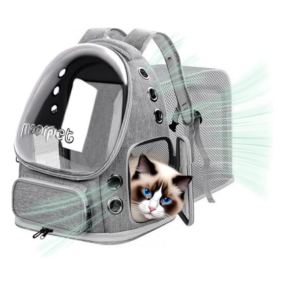 Cat Backpack - Large Space Bubble Pet Puppy Backpack for Kitty Small Dog up to 15lb | Expandable | Waterproof | Lightweight & Breathable Design with Wide Entry