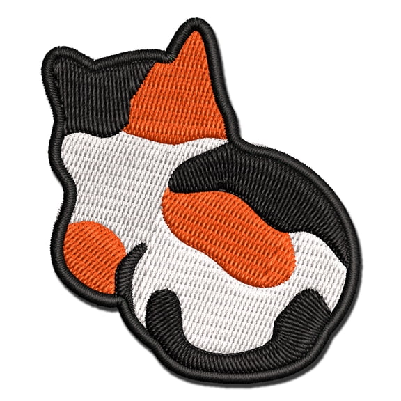 Cat Backside Applique Multi-Color Embroidered Iron-On Patch - 2.5 Inch Small