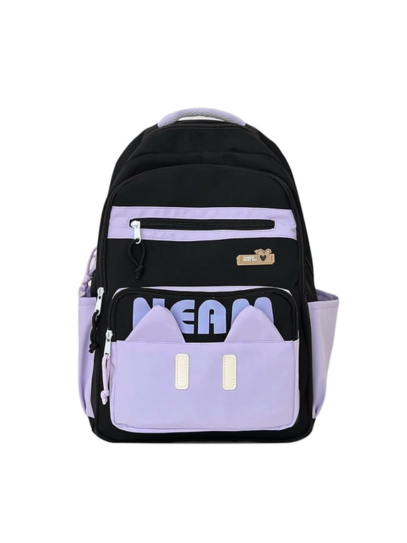 Cat Bag Backpack 3D Ears Lightweight Daypack, Big Laptop Backpacks for College Bookbag Travel Daypack-Purple