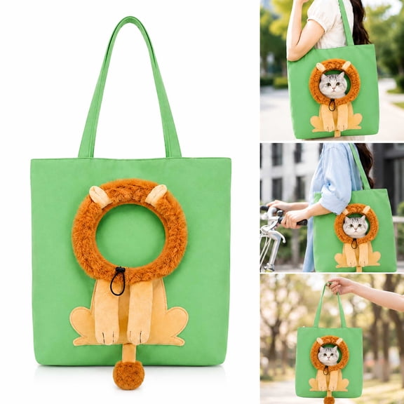 Cat Bag Carrier, Cute Canvas Pet Tote for Small Dogs and Cats, Breathable Shoulder Bag with Adjustable Head Opening for Travel