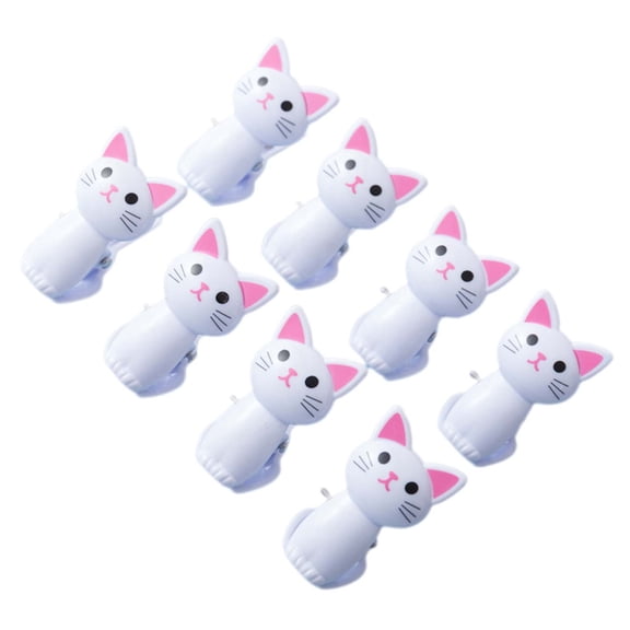 Cat Bag Sealing Clips 8Pcs Cute Multi-Purpose Snack Bag Clips for Food Storage for Airtight Seal for Snacks Socks and More (White)