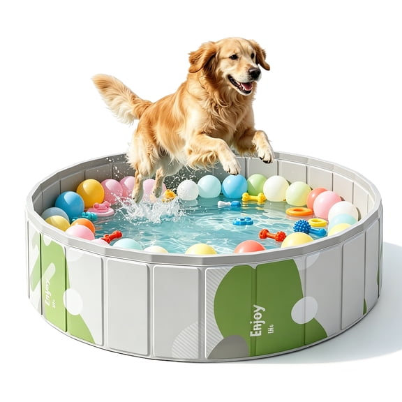 Rirool 32" Foldable Cat Ball Pit Playpen for Cats, Small Dogs & Toddlers, Sturdy Oxford Pet Play Yard for Indoor Outdoor Use, Portable Pet Pool, Light Green, No Balls Included