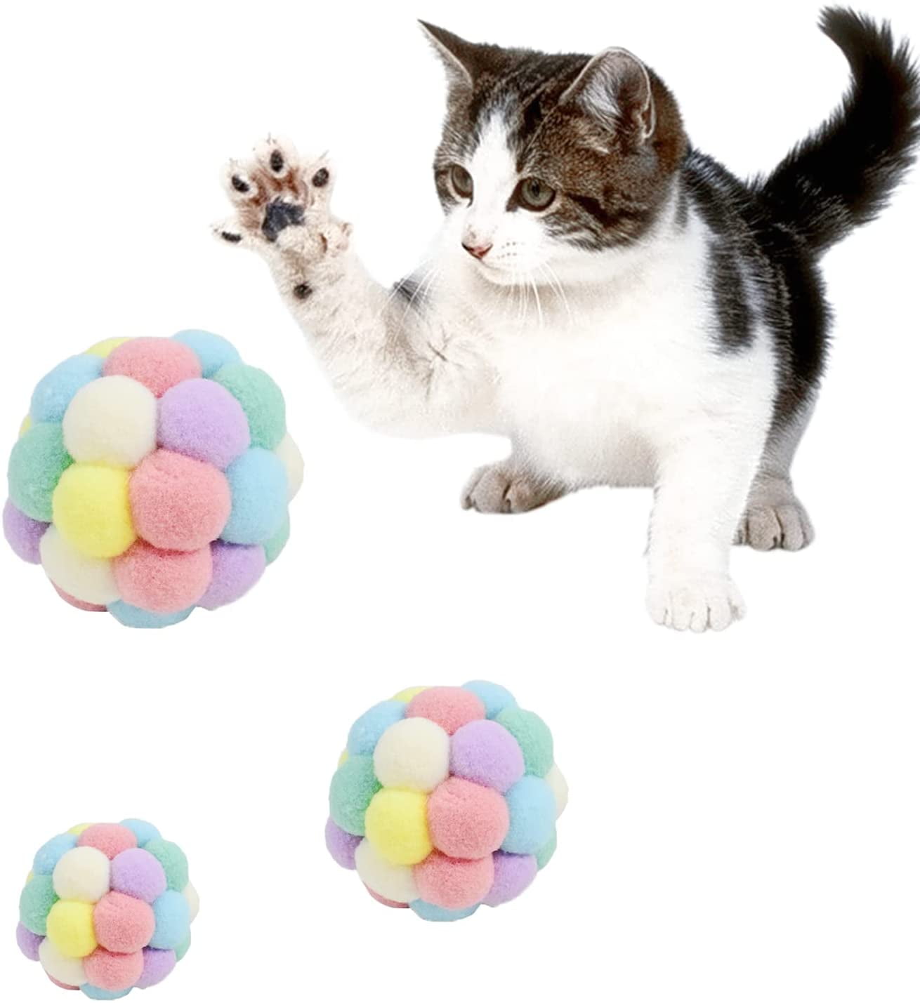 Cat Ball Toy, Handmade Colorful Woolen Yarn Balls for Cats Doing