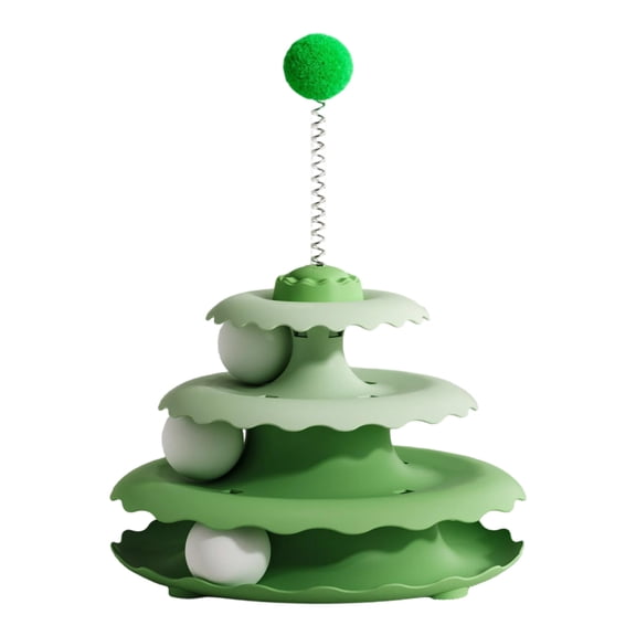 Cat Ball Track, 3-Level Roller Tower, Interactive Wobbling Animal Companion, Engaging Play Design, Pet Entertainment,Ideal for Living Room, Bedroom, Kitchen, Porch, Entryway(with 3 Balls)