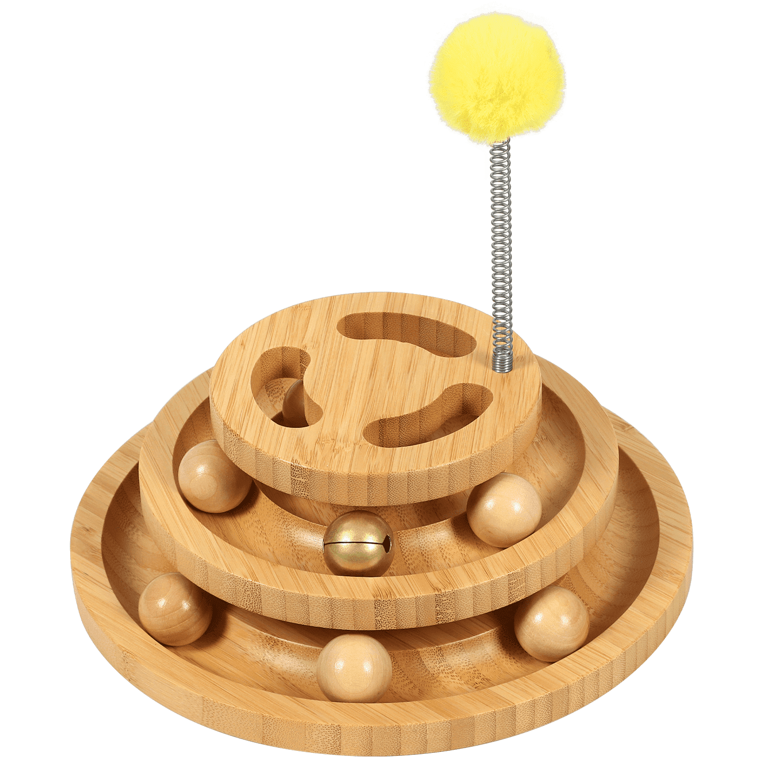 Cat Ball Track Toy 2-Level Kitty Toys Roller Tower with 5 Balls & Funny Cat Stick,Interactive Cat Toy,Circle Track Diy Fun Toy for Cat Kitten Exercise