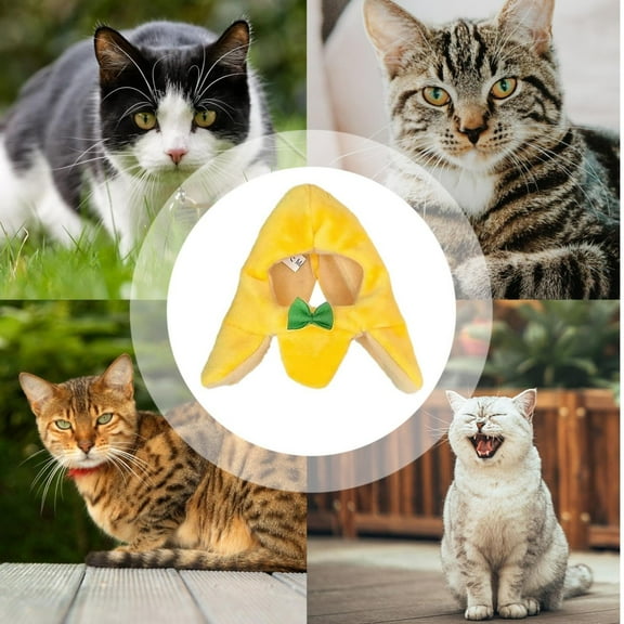 Cat Banana Hat Headwear,Cat Dog Soft Headgear Costume Pet Banana Cap,Funny Fruit Banana Apparel for Cats Kitten Puppy Small Dogs