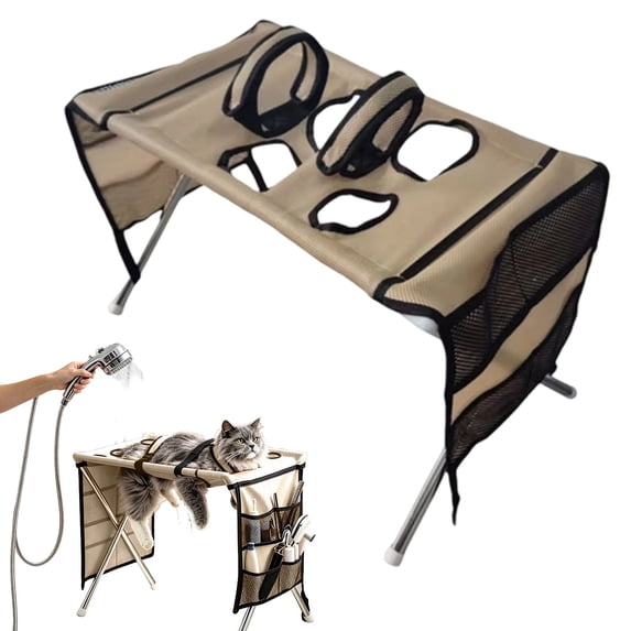 Cat Bath Hammock,Dog Grooming Sling – Pet Bathing Hammock with Stainless Steel Frame & Breathable Mesh, Dog Hammock for Bathing, Brushing, Nail Care, Adjustable Grooming Stand for Cats, Dog