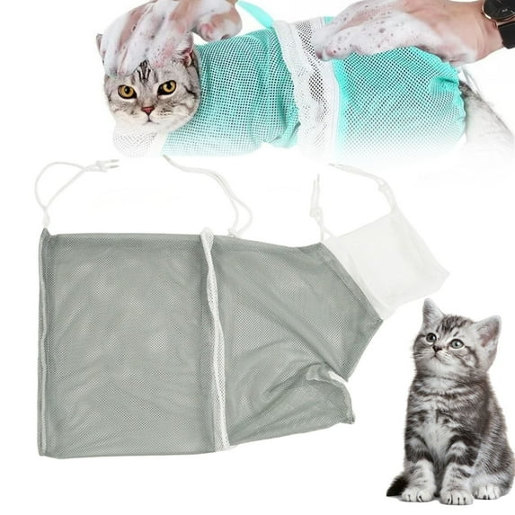 Cat Bathing Bag, Adjustable Breathable Pet Grooming Restraint Bag for Bathing Nail Trimming Injection, Anti-Scratch Dog Cat Holder with Zipper, Yin-09